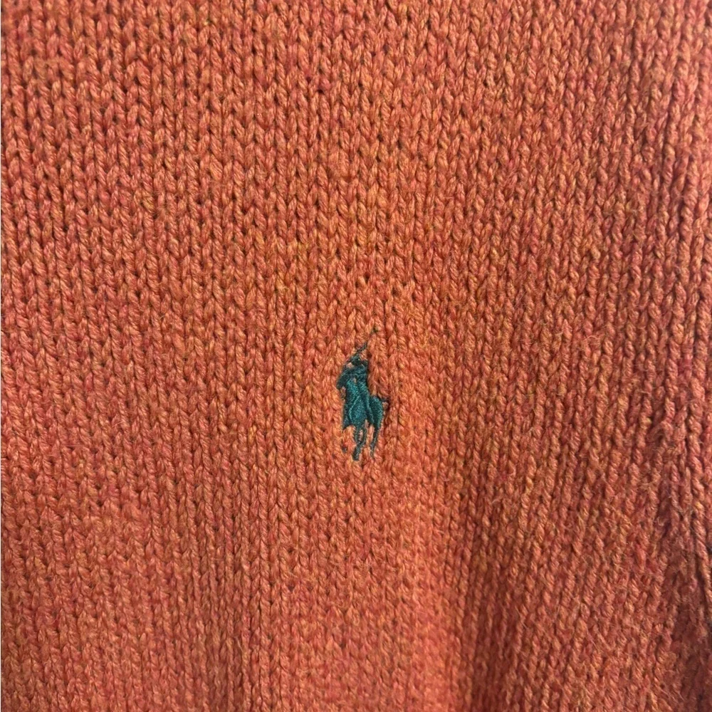 Polo Ralph Lauren 1/4 Zip Orange 100% Cotton Pullover Sweater Men Size Large